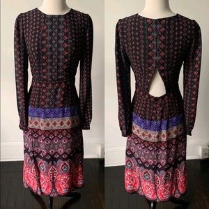 Bohemian Backless Long Sleeve Midi Dress